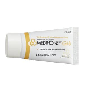 MediHoney HCS Active Leptospermum Honey Wound Gel 15mL Sterile Tube 0.5oz Yellow