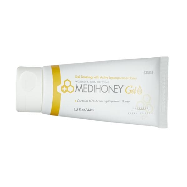 MediHoney HCS Active Leptospermum Honey Wound Gel 44mL Sterile Tube 1.5oz Yellow