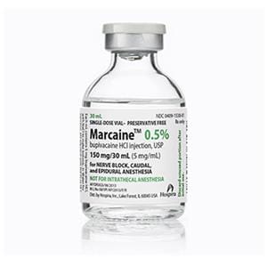 Marcaine Injection 0.5% No Preservative SDV 30mL Each