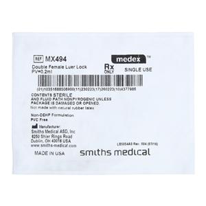 Luer-Lock Adapter/Connector 2 Female Luer Lock 100/Ca