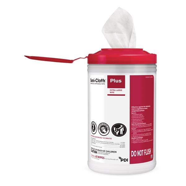 Sani-Cloth Plus Germicidal Cloth X-Large Canister 65/Pk, 6 PK/CA
