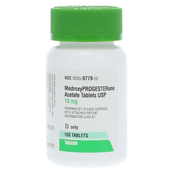 Medroxyprogesterone Acetate Tablets 10mg Bottle 100/Bottle Each
