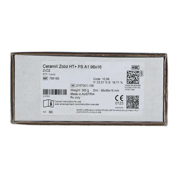 Ceramill Zolid HT+ Zirconia Disc A1 98x16 Ea