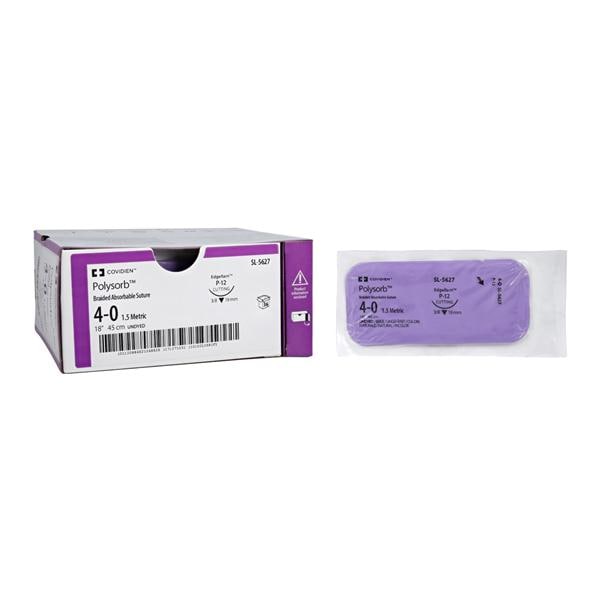 Polysorb Suture 4-0 18" Polyester Braid P-12 Undyed 36/Ca