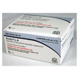 Bicillin L-A Injection 2.4MU Adult Prefilled Syringe 4mL 10/Packa...