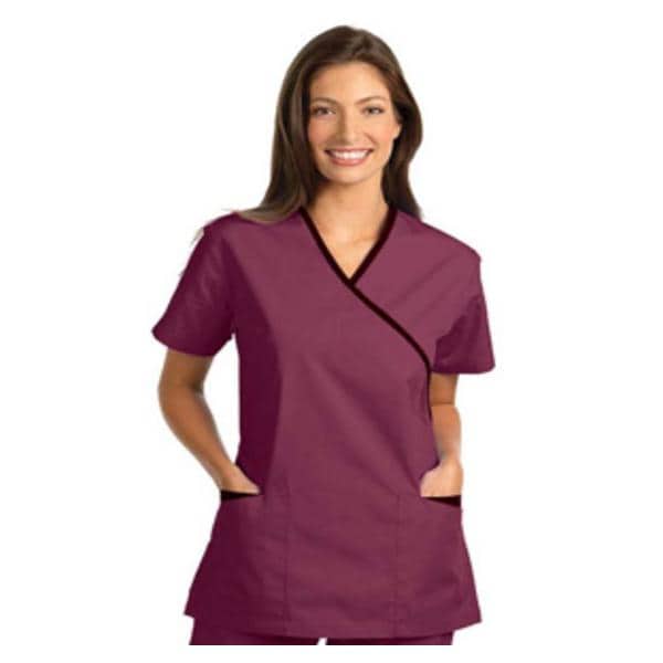 Fashion Seal Scrub Shirt XOvr Nck 3 Pkts Set-In Sleeves Medium Brgndy Womens Ea