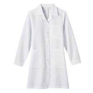 META Lab Coat 6 Pockets Long Sleeves 37 in White Womens Ea