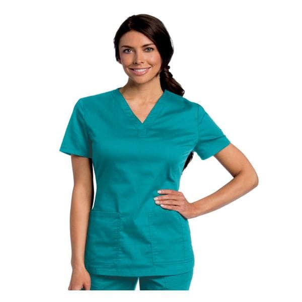 Essentials Scrub Top V-Neck 1 Pocket Short Sleeves X-Large Teal Unisex Ea