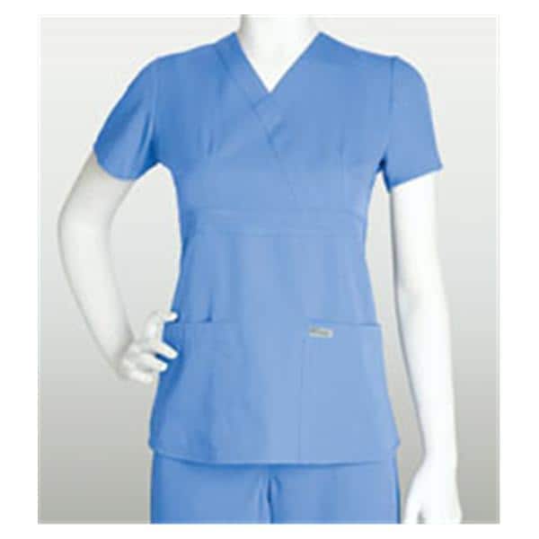 Greys Anatomy Scrub Shirt 4153 Crossover Womens Small Ceil Blue Ea