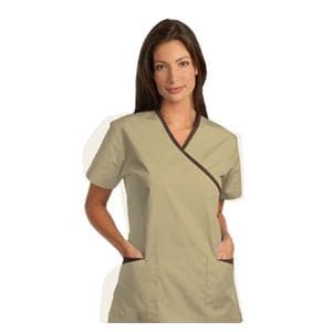 Fashion Seal Scrub Shirt XOvr Nck 3 Pkts StIn Slv 4X Large Tn/Choc Womens Ea