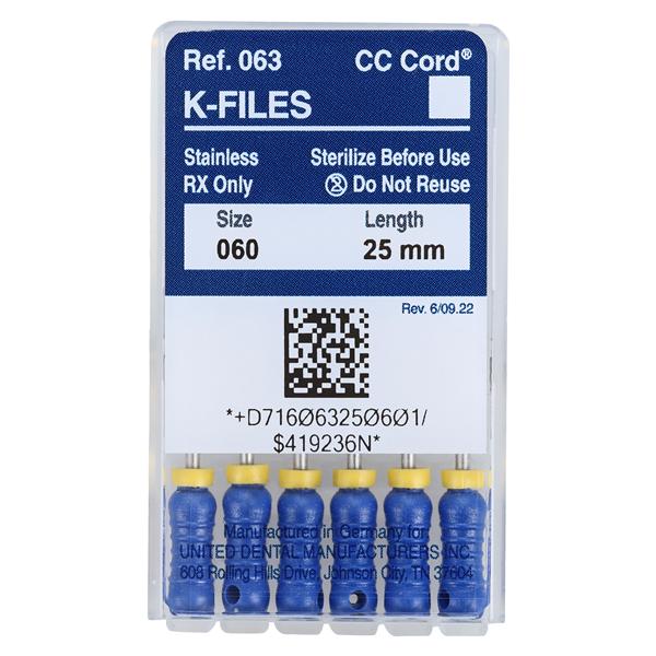 Zipperer Hand K-File 25 mm Size 60 Stainless Steel Blue 6/Bx