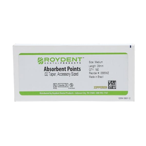 Roydent Dental Paper Points Medium 0.02 Blunt 180/Bx