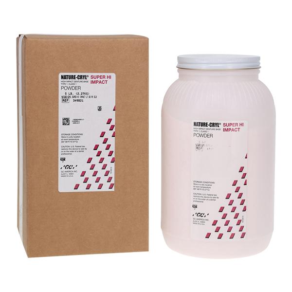 Nature-Cryl Denture Resin Super HI Impact Heat Cure Light Red Powder 2 Hours 5Lb