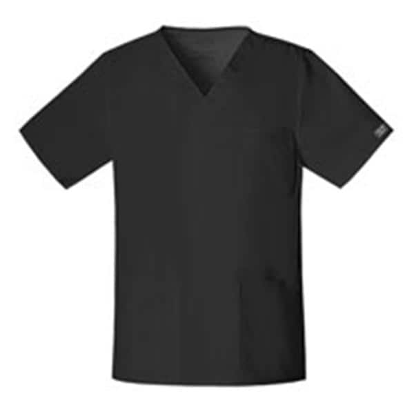 Cherokee Scrub Shirt V-Neck 4 Pockets Short Sleeves 2X Large Black Unisex Ea