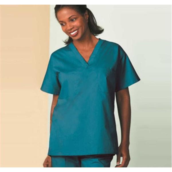 Scrub Shirt 1 Pocket Set-In Short Sleeves X-Large Teal Unisex Ea