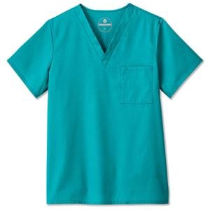 Fundamentals Scrub Shirt V-Neck 1 Pocket Set-In Sleeves Large Teal Unisex Ea