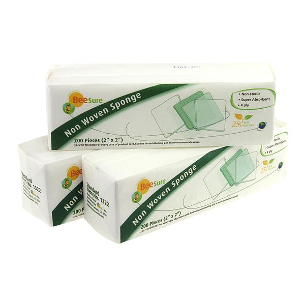 Beesure Rayon/Polyester Blend Non-Woven Sponge 2x2" 4Pl NS Cntr Std NWvn LF