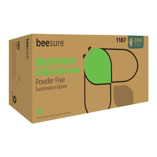 BeeSure NeoGrene Chloroprene Exam Gloves Medium Green Non-Sterile
