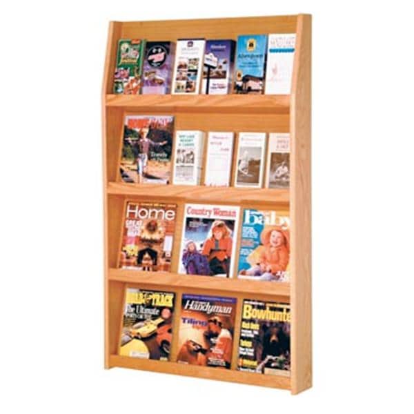 Slope Wall Literature Display 24 Pockets Light Oak 28.25 in x 49 in x 4.75 in Ea