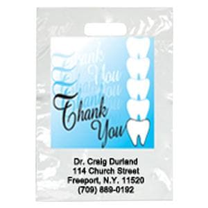 2-Color Bags Imprinted Thank You Teeth Large 9 in x 13 in 500/Pk
