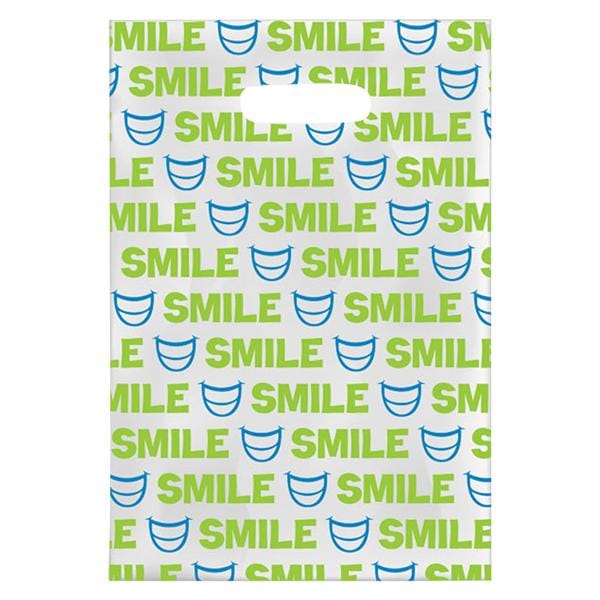 Scatter Print Bags Green Smiles 2 Sided Print Clear 100/Bx