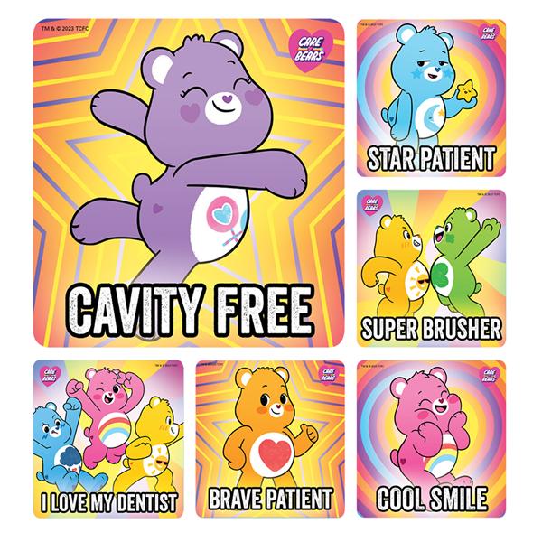 Stickers Children's 2.5 in x 2.5 in Care Bears Dental 100/Rl