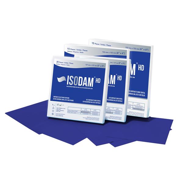 Isodam HD Latex-Free Rubber Dam 6 in x 6 in Hvy Ga Ryl Bl Unflvrd Unscntd 15/Pk