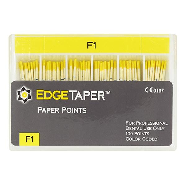 EdgeTaper Paper Points Size #20 F1 Yellow Cone 100/Pk