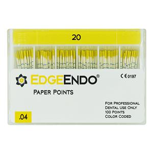 EdgeEndo Paper Points Size #20 Size #20 .04 Yellow Cone 100/Pk