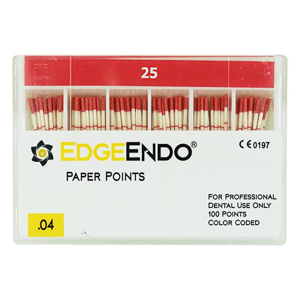 EdgeEndo Paper Points Size #25 Size #25 .04 Red Cone 100/Pk