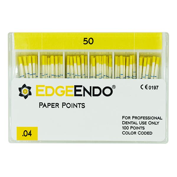 EdgeEndo Paper Points Size #50 .04 Yellow 100/Pk
