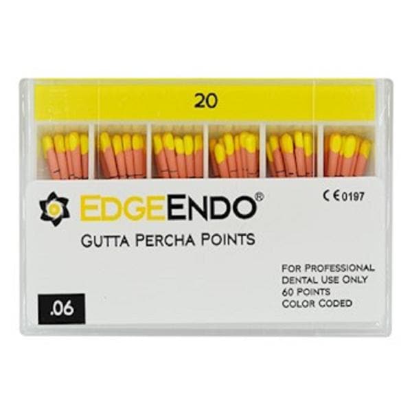 EdgeEndo Gutta Percha Points Size #20 Size #20 Yellow 60/Pk