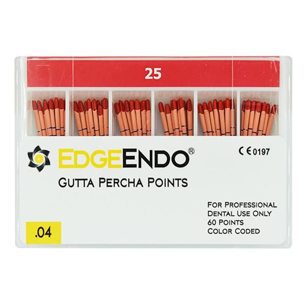 EdgeEndo Gutta Percha Points Size #25 Size #25 Red 60/Pk