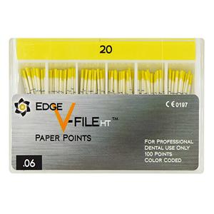 EdgeV-Taper HT Paper Points Size #20 Size #20 0.04 Yellow Cone 100/Pk