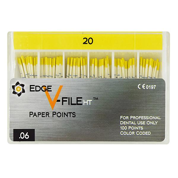 EdgeV-Taper HT Paper Points Size #20 Size #20 0.04 Yellow Cone 100/Pk