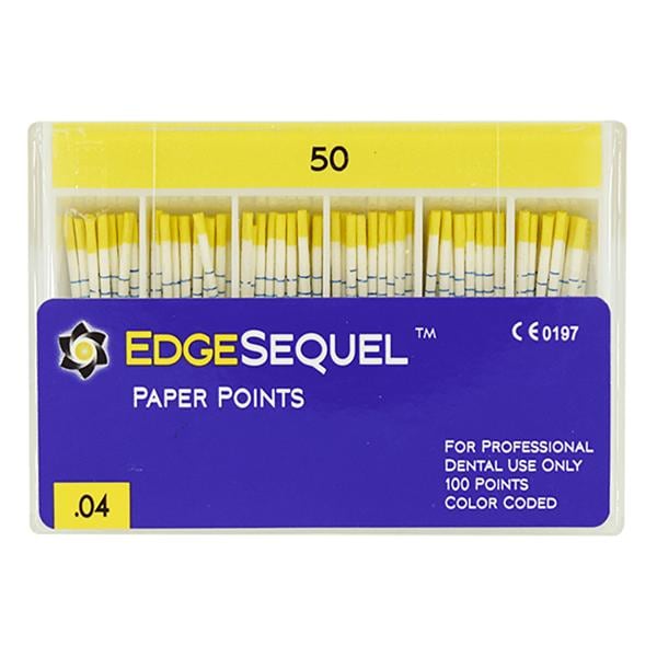 EdgeSequel Sapphire Paper Points Size #50 Size #50 .04 Yellow Cone 60/Pk