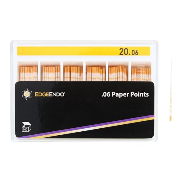 EdgeEndo Paper Points Size #20 Size #20 .06 Yellow Cone 100/Pk
