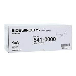 Glasses Safety Black/Clear Lens 12/Bx