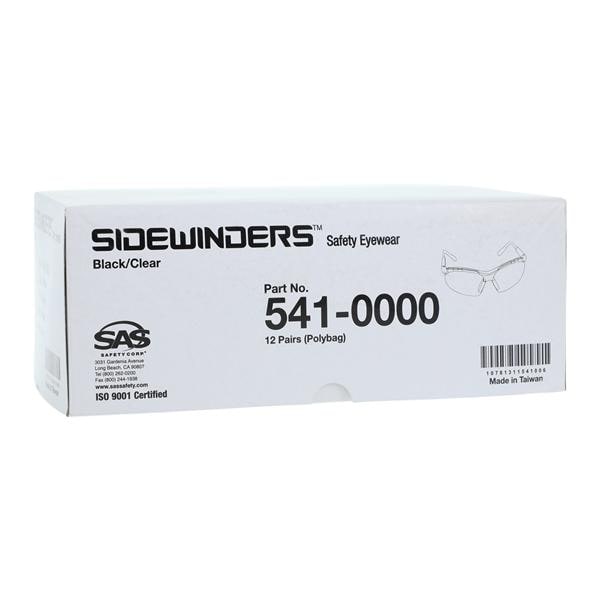 Glasses Safety Black/Clear Lens 12/Bx