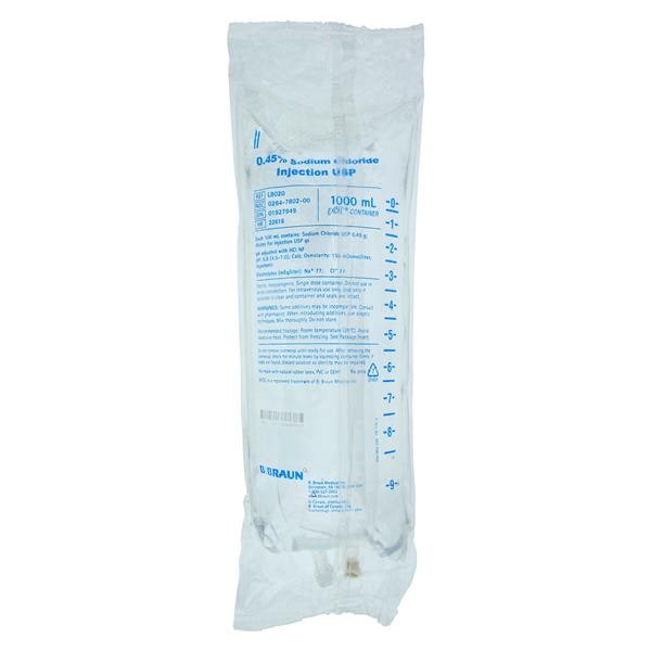 IV Injection Solution Sodium Chloride 0.45% 1000mL Excel IV Bag Container Ea, 12 EA/CA
