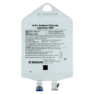 IV Injection Solution Sodium Chloride 0.9% 50mL Partial Additive Bag Ea, 84 EA/CA