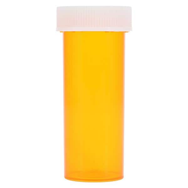 Medicine Vial Plastic 1.05" 8 Dram Amber Reusable 410/Ca
