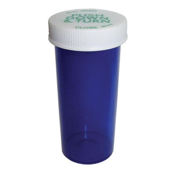 Medicine Vial Plastic 8 Dram Blue Reusable 410/Ca