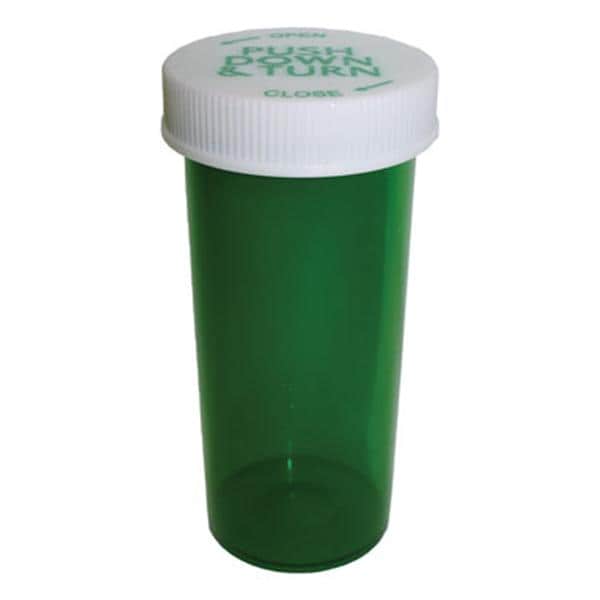 Medicine Vial Plastic 30 Dram Green Reusable 240/Ca