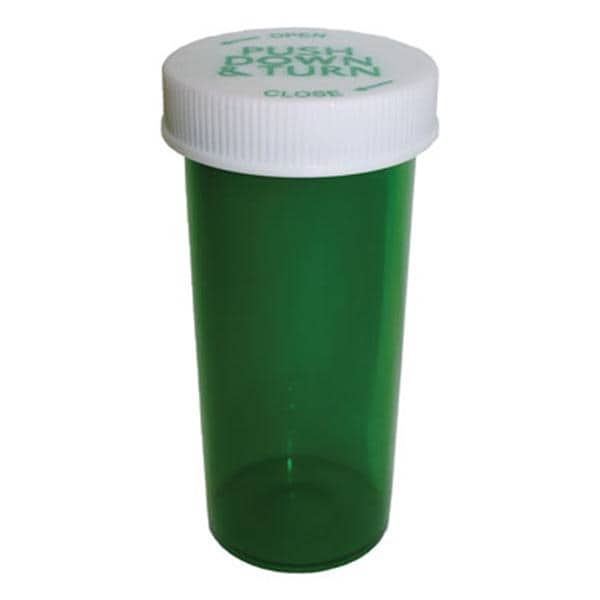 Medicine Vial Plastic 40 Dram Green Reusable 180/Ca