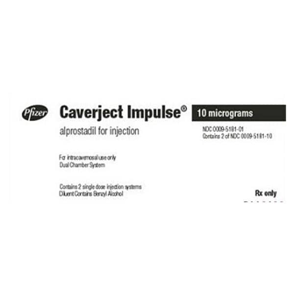 Caverject Impulse Injection 10mcg Powder Dual Chamber Prefilled S...