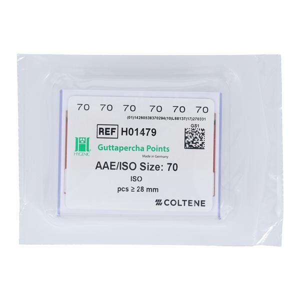 Hygenic Machine Rolled Gutta Percha Points Size 70 Pink 5Vls/Bx