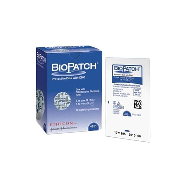 Bio-Patch Chlorhexidine Gluconate IV Dressing 3/4" Diameter Sterile Disk, 4 BX/CA