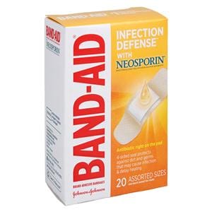 Band-Aid Plus Antibiotic Adhesive Bandage Plastic Assorted Sizes Flsh Strl 20/Bx