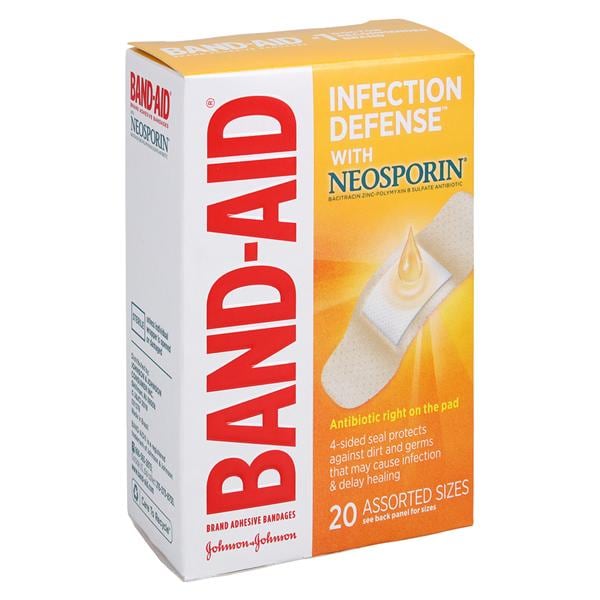 Band-Aid Plus Antibiotic Adhesive Bandage Plastic Assorted Sizes Flsh Strl 20/Bx